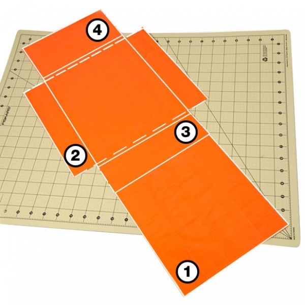 All of the sheets and strips from the previous steps attached to one another. The piece from step 4 should be attached to the bottom of a piece from step 1. the two pieces from step 2 should be attached to the sides of the piece from step 1. The piece from step 3 should be attached to the top of the piece from step 1 and then the other piece from step one should be attached to the top of the newly attached piece from step 3